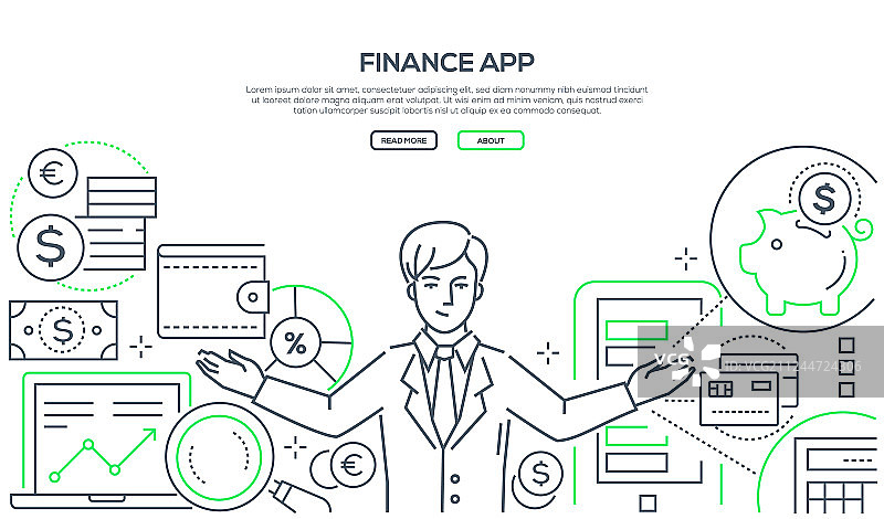 金融app -多彩的线条设计风格图片素材