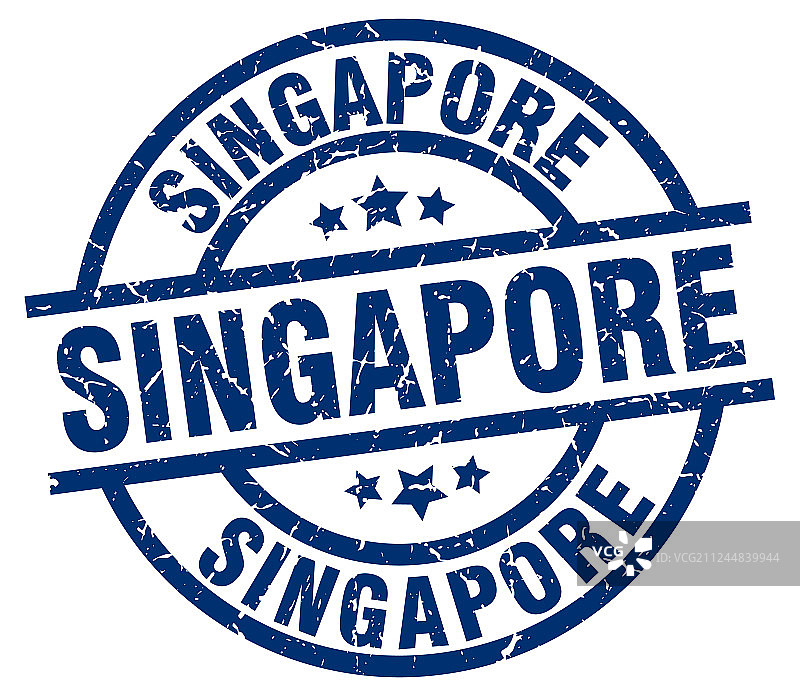 新加坡蓝色圆形垃圾邮票图片素材