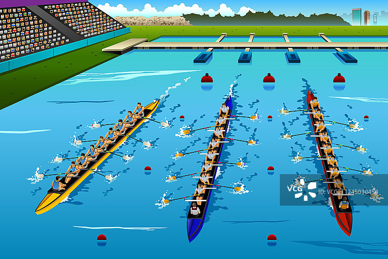八名赛艇运动员参加了比赛图片素材