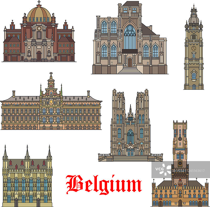 比利时旅游地标标志的旅游设计图片素材