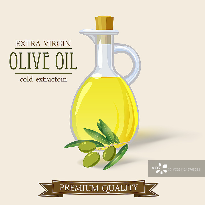 瓶橄榄油和树枝卡通图片素材