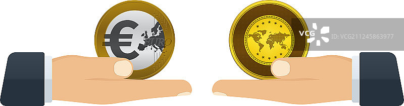 兑换欧元和黄金的概念图片素材