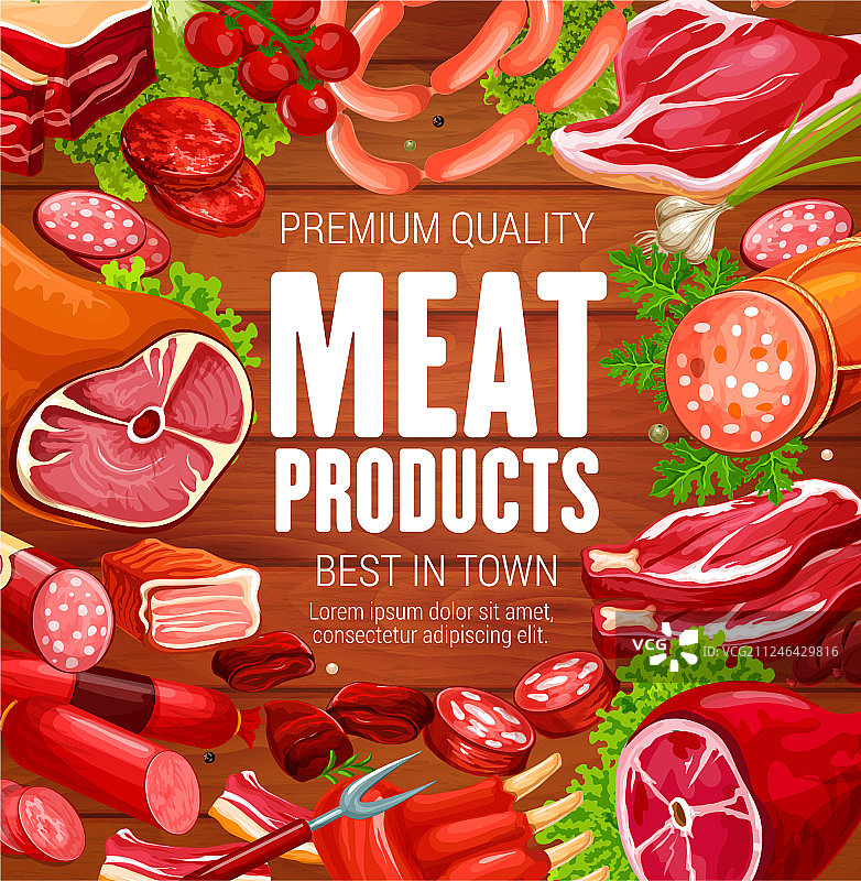 屠宰肉和香肠肉铺产品图片素材
