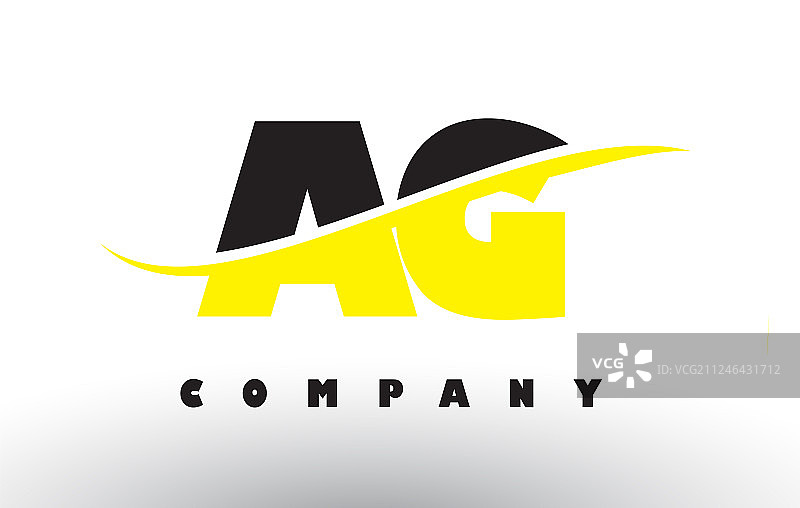 Ag黑色和黄色字母标志与swoosh图片素材