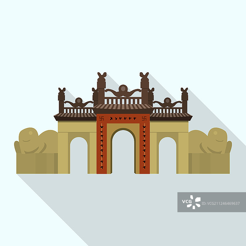 城门城堡图标平坦风格图片素材