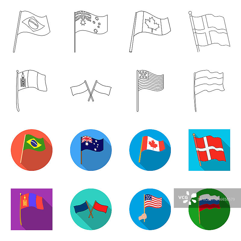 孤立的对象世界和旗帜标志集图片素材