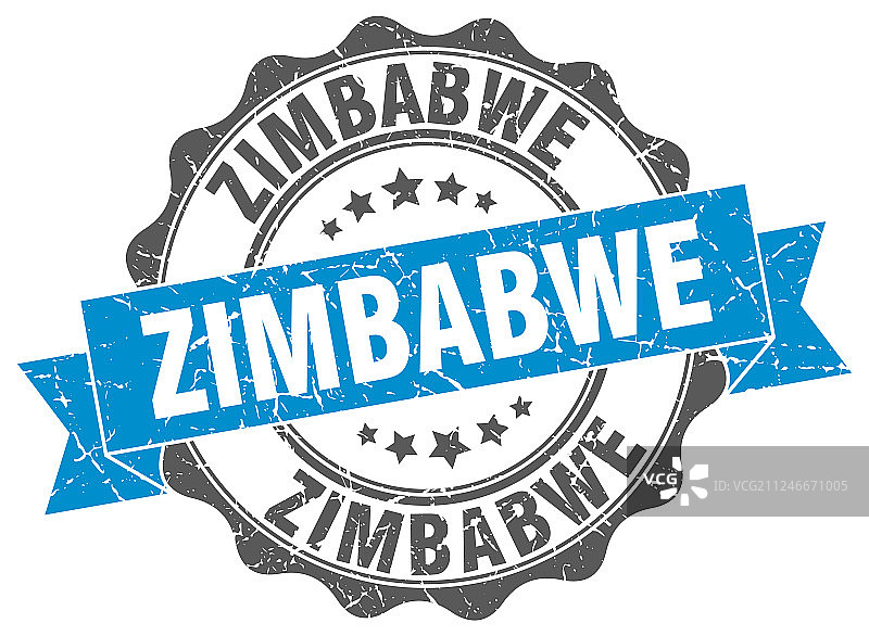 津巴布韦圆缎带印章图片素材