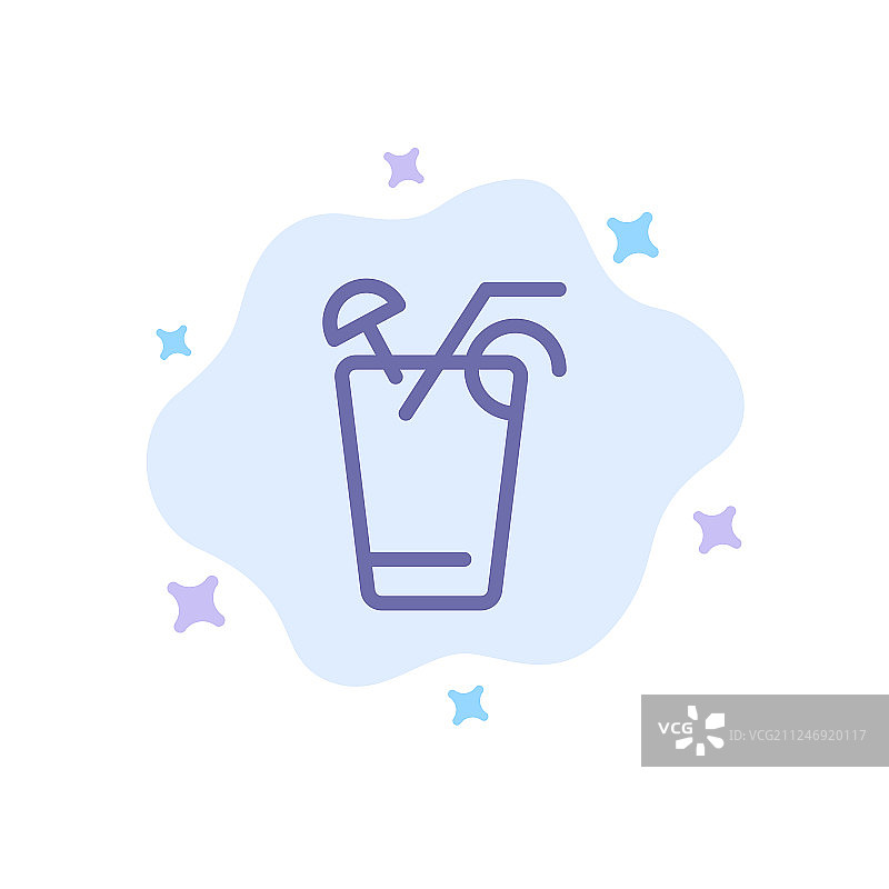 果汁饮料食品春季蓝色图标上抽象图片素材