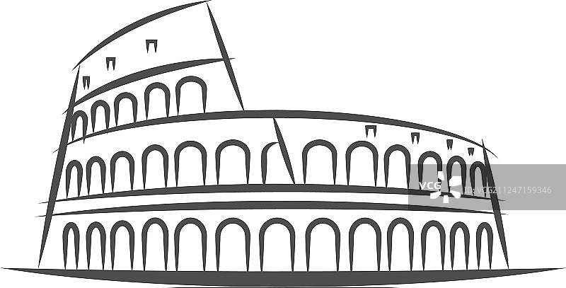 罗马城市线条风格的斗兽场图片素材