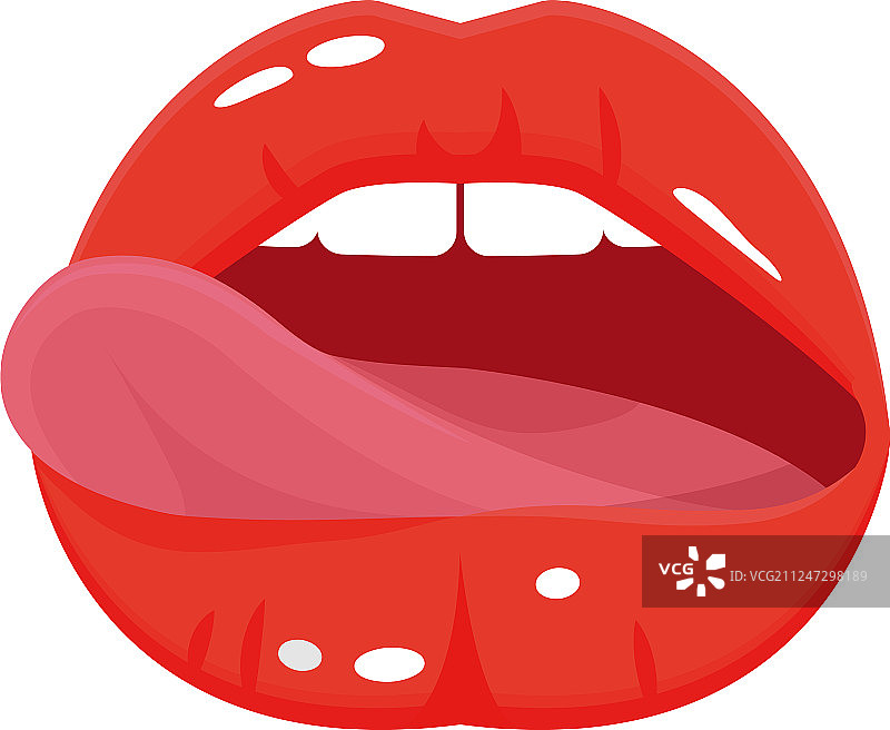 女性闪亮的红唇与舌头的图标图片素材
