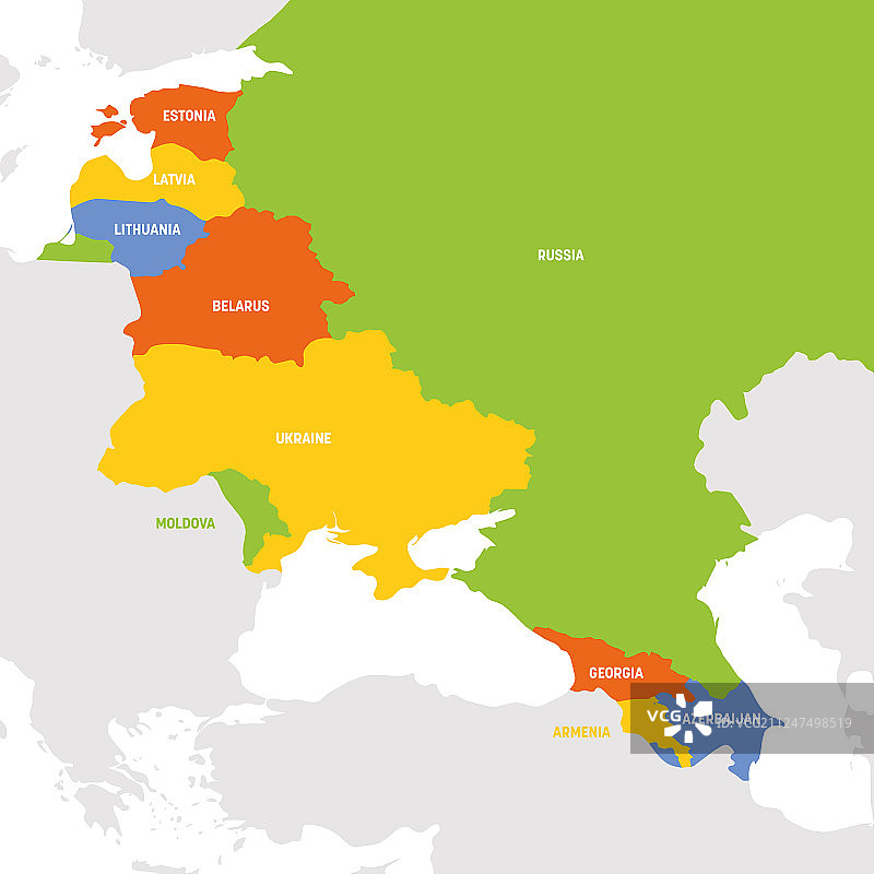 东欧地区地图上的国家在东部图片素材