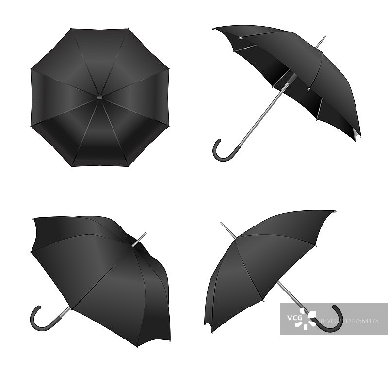 逼真详细的3d黑色空白伞图片素材