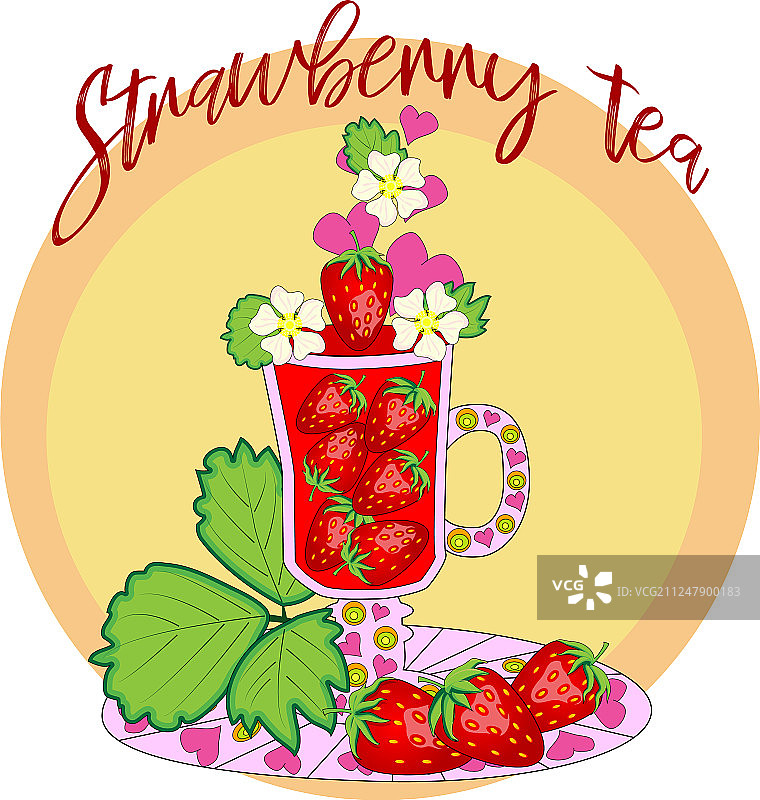 草莓茶，用高脚杯煮的茶图片素材