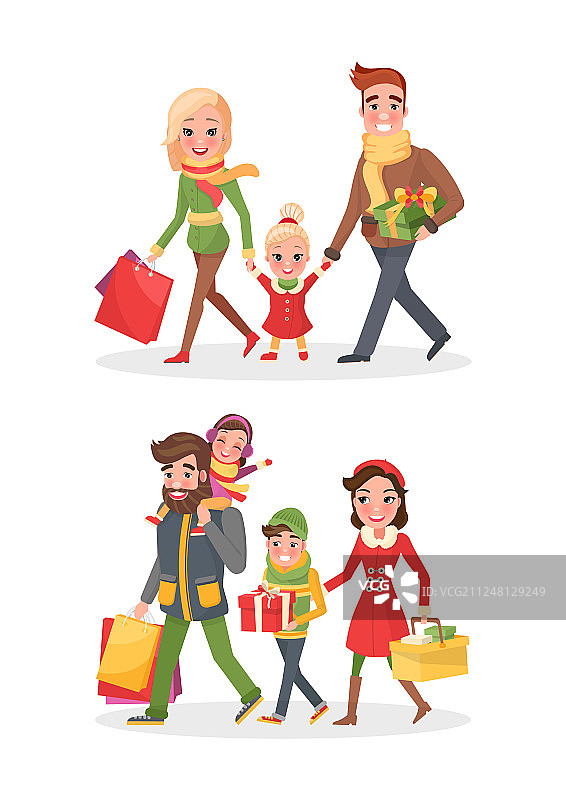 圣诞购物快乐家庭购物日图片素材