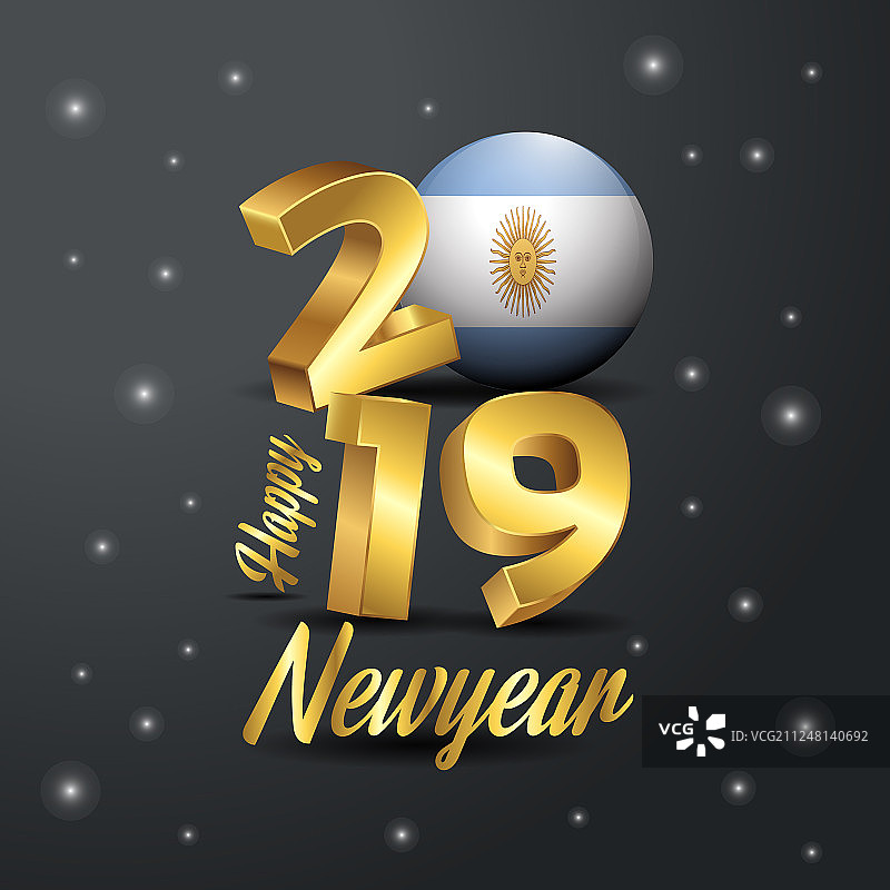 2019年新年快乐阿根廷国旗排版图片素材