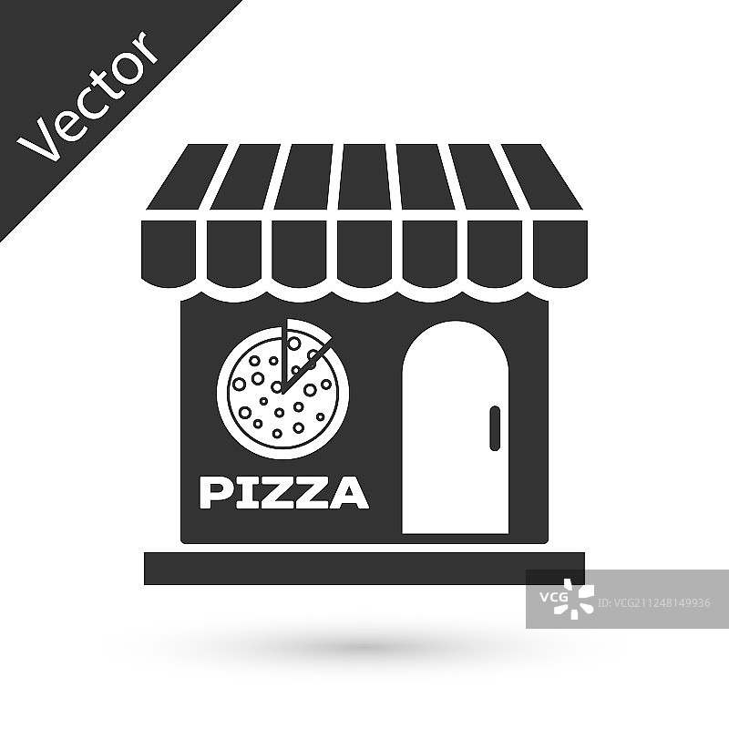 灰色披萨建筑外立面图标孤立图片素材
