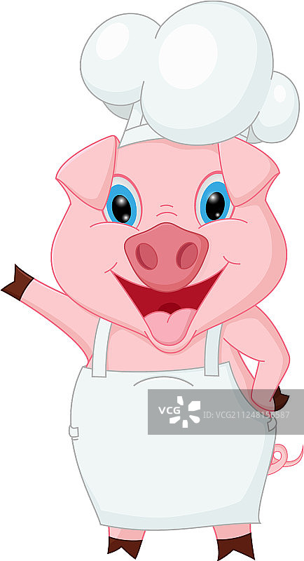 小猪厨师卡通挥手图片素材
