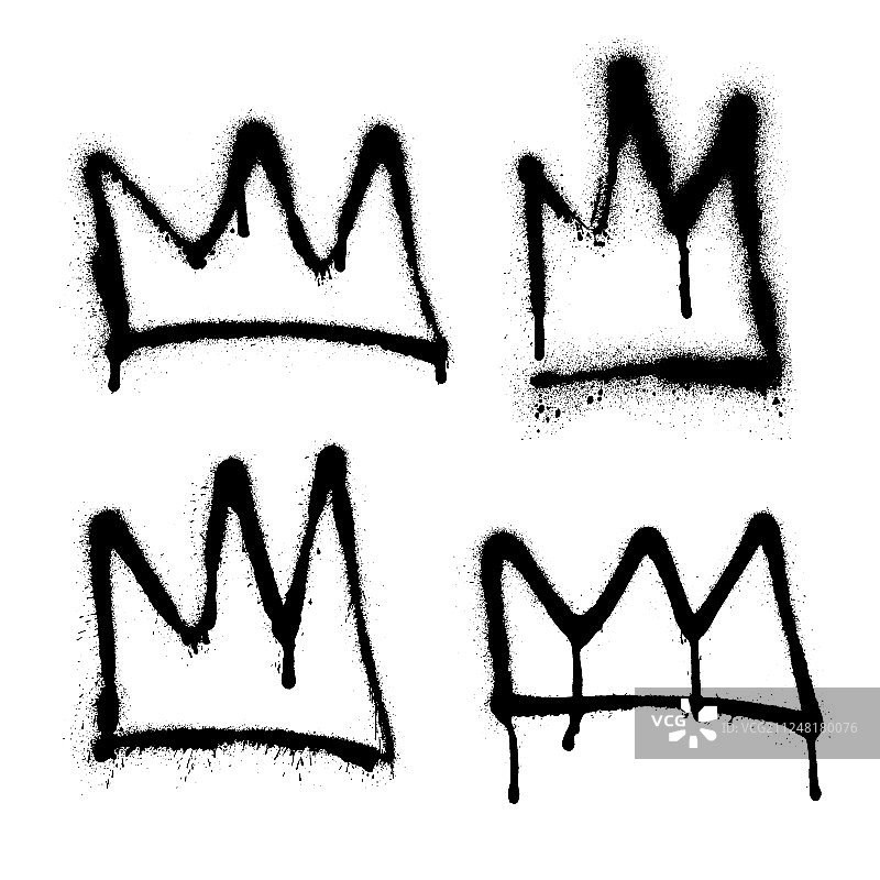 喷涂皇冠涂鸦设置与过度喷在黑色图片素材