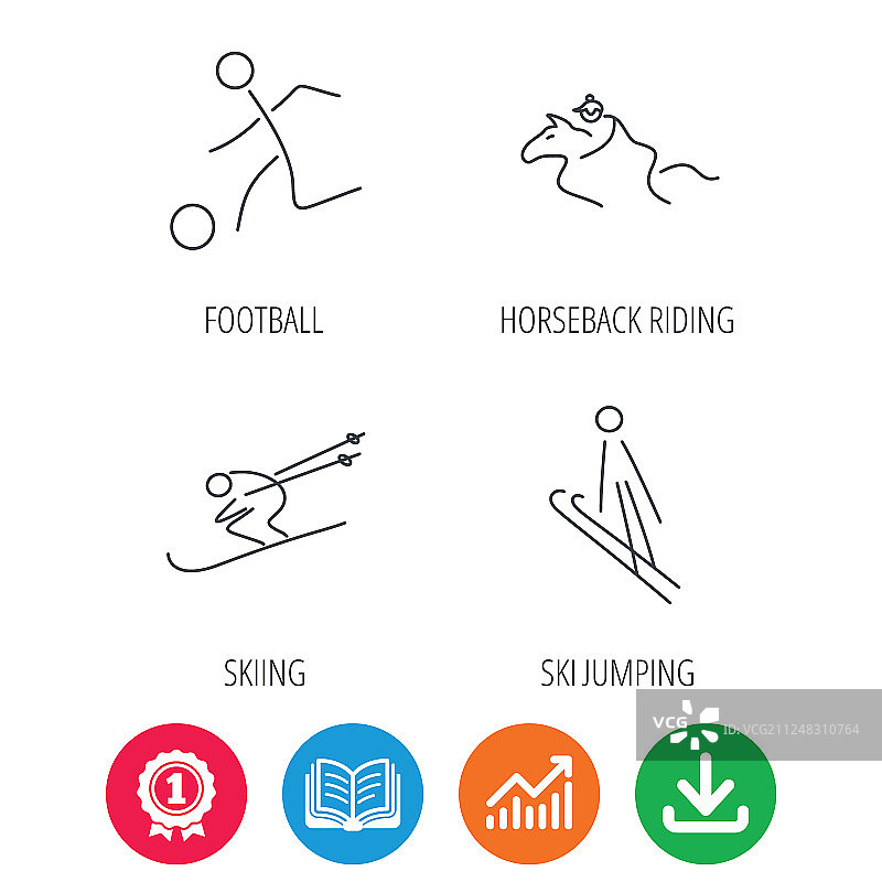 骑马、足球和滑雪的图标图片素材