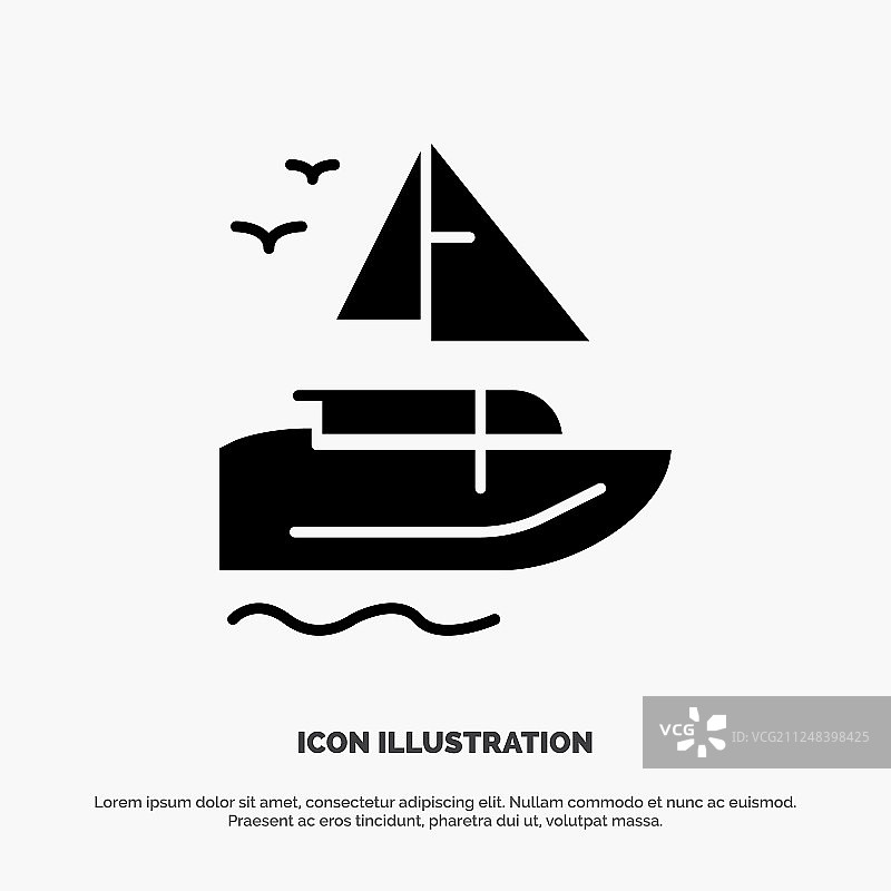 船船运输船实心黑色象形图标图片素材