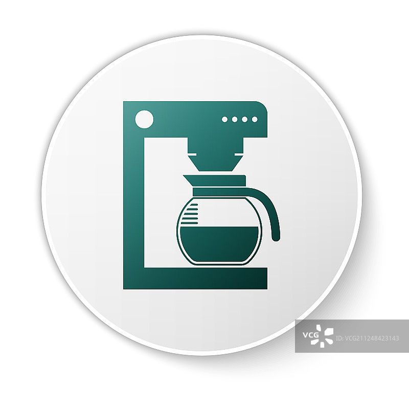 绿咖啡机与玻璃壶图标隔离图片素材