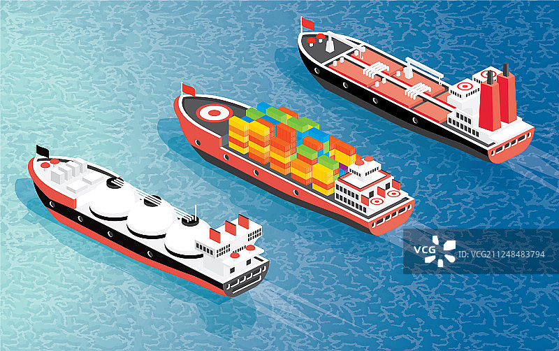 等距货船集装箱LNG运输船图片素材