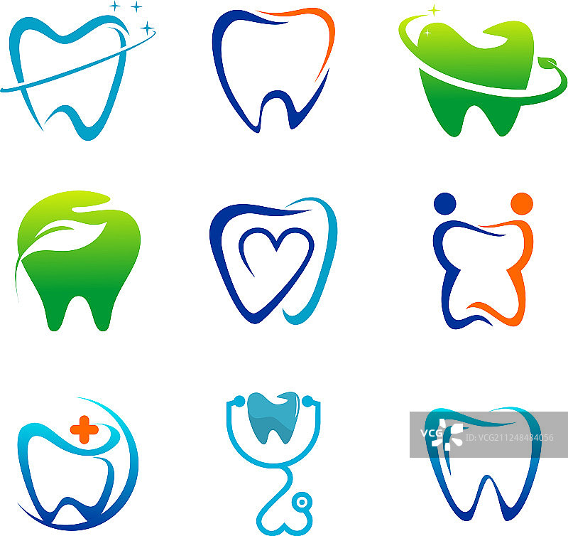 设置牙科牙齿牙医标志图片素材