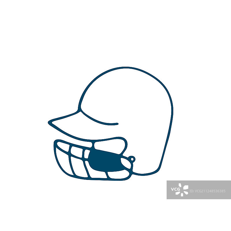 棒球头盔图标涂鸦风格孤立图片素材