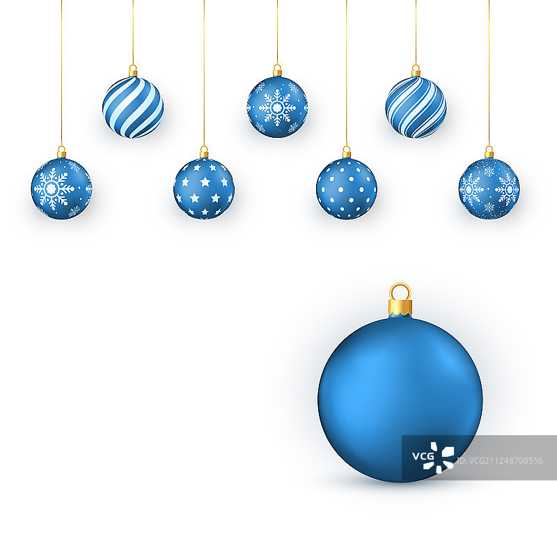蓝色圣诞球设置节日装饰图片素材