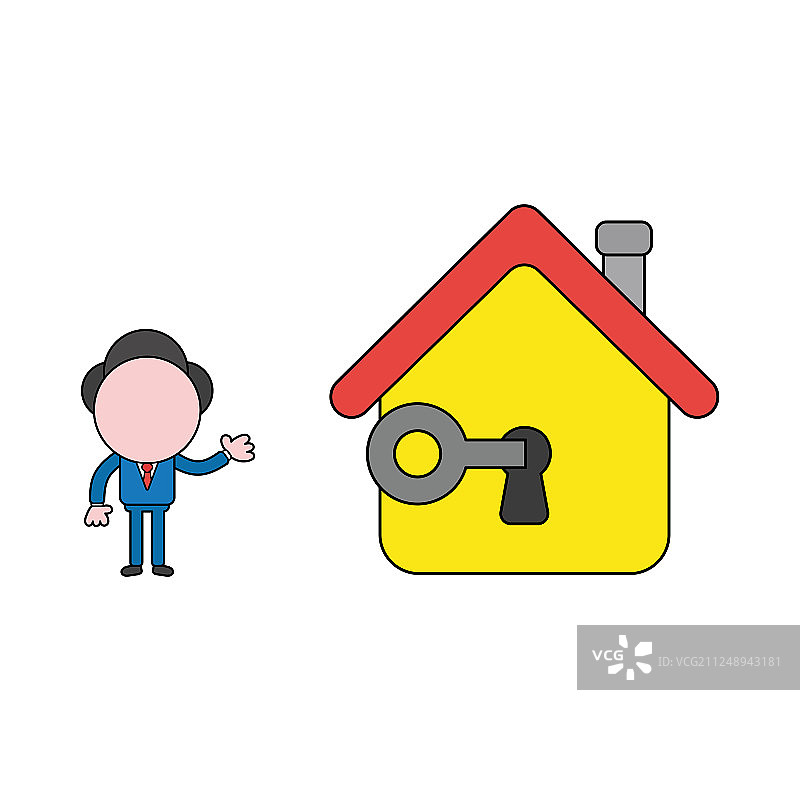 商人字符锁或解锁房子图片素材