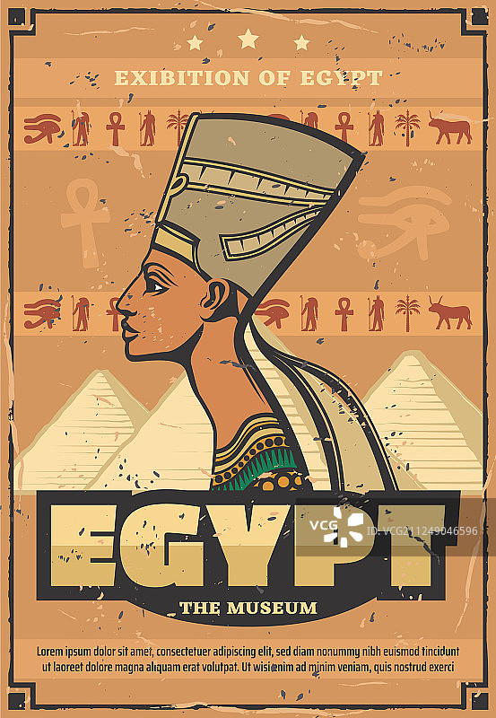 埃及博物馆的海报上有埃及王后娜芙提蒂图片素材