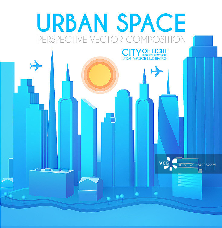 三维城市概念与城市背景图片素材