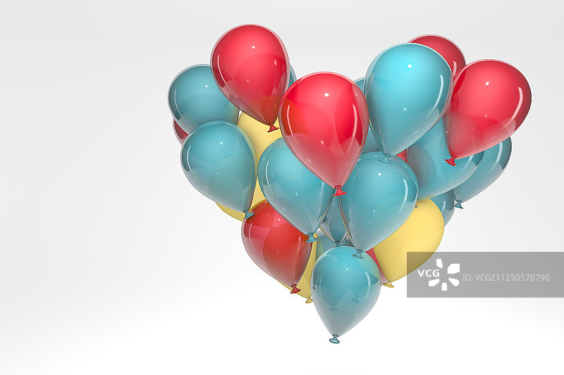 气球与爱情主题背景，三维渲染图片素材