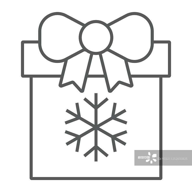 圣诞盒细线图标现在和新年图片素材