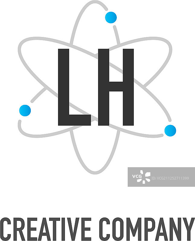 原子中子设计标志的首字母lh图片素材
