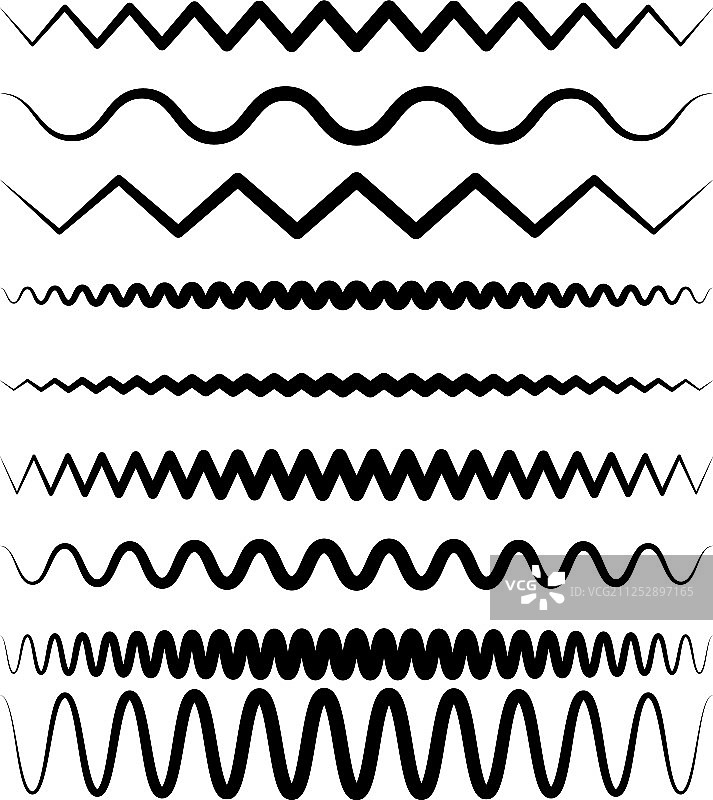 波浪形之字形扭曲线水平线图片素材