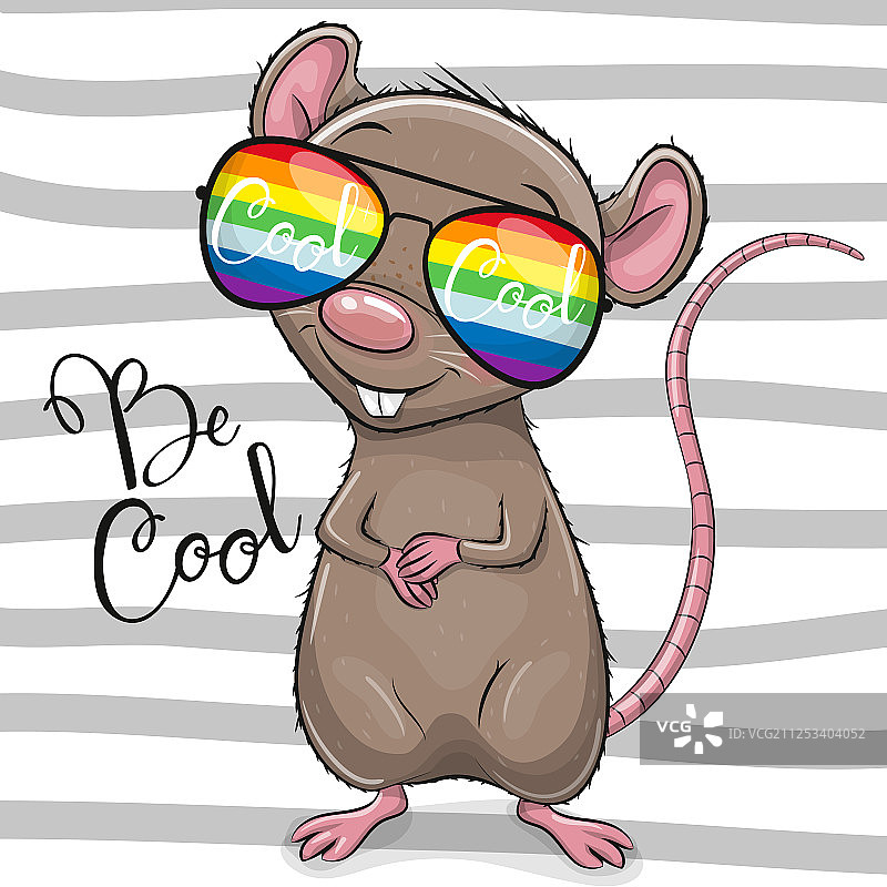 很酷的卡通老鼠戴着太阳眼镜图片素材