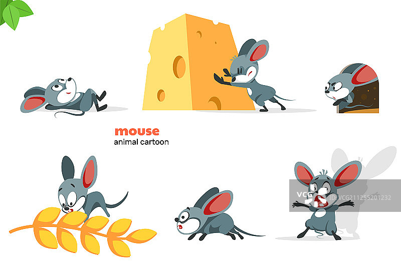 设置可爱的鼠标角色与不同的行动图片素材