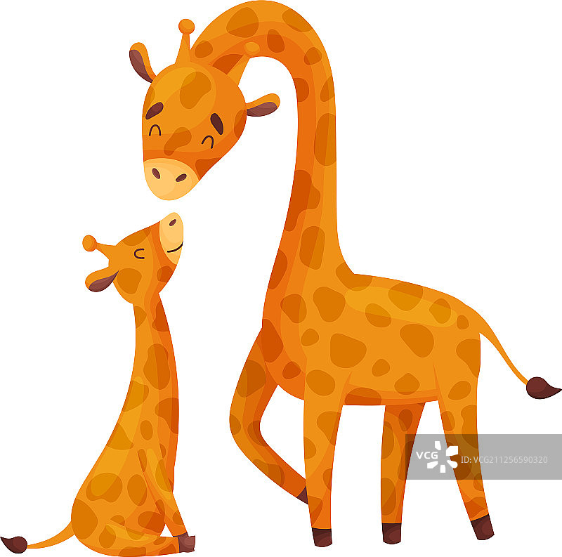 长颈鹿妈妈和她的孩子图片素材