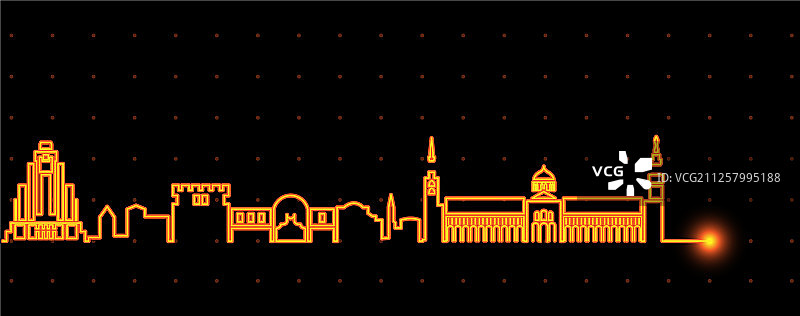 大马士革光带天际线图片素材