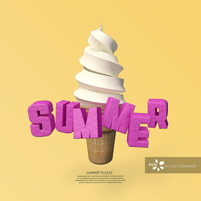 夏季主题对象的3D插图图片素材