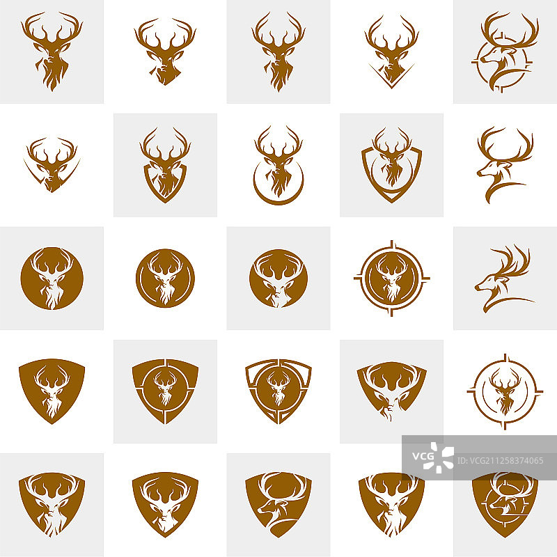 集猎鹿标志模板优雅的鹿头图片素材