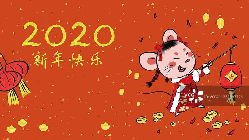 2020鼠年春节中国风国潮红包系列横版图片素材