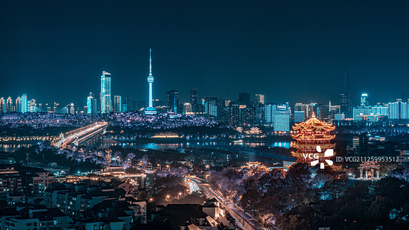 武汉夜景城市风光图片素材