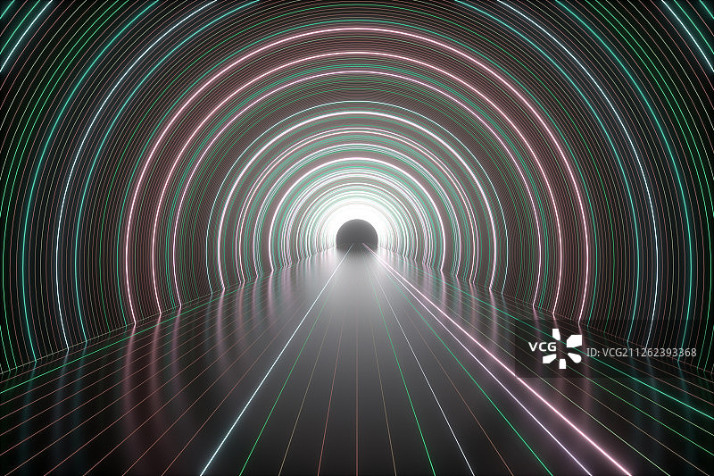 3D抽象射线隧道图片素材