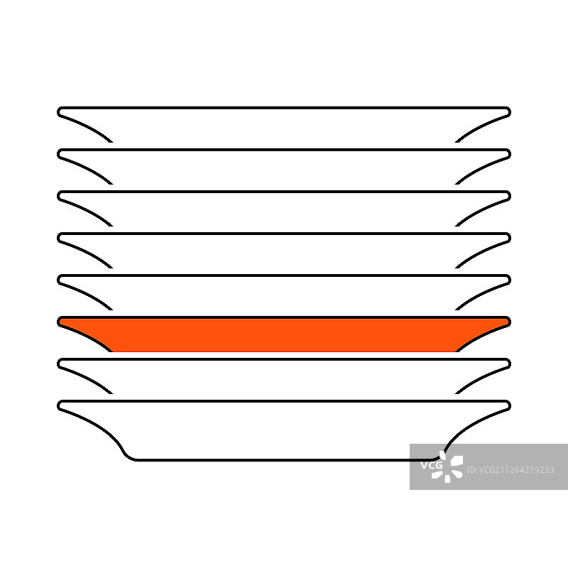 栈板图标。细线与橙色填充设计。矢量插图。图片素材