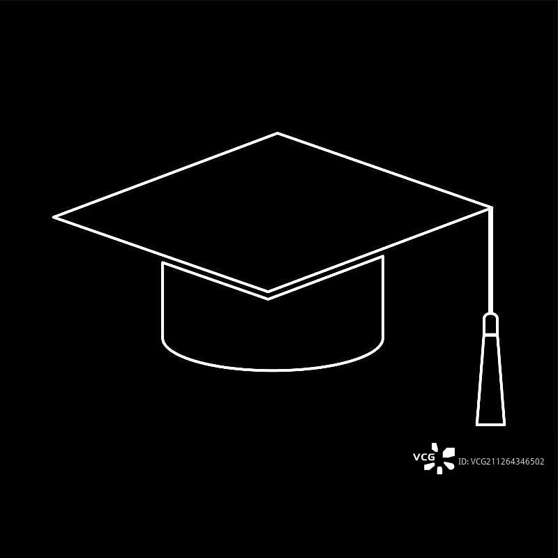 毕业帽白色图标。图片素材