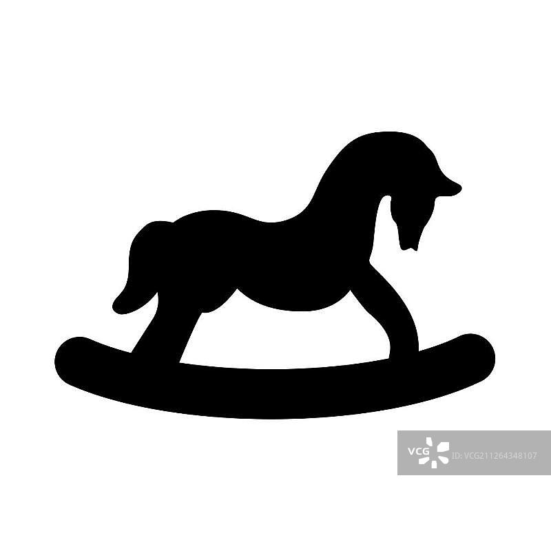 玩具马的黑色图标。图片素材