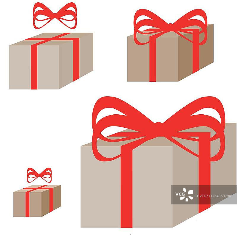 浅棕色的礼物盒与红丝带。浅棕色的礼物盒与红丝带这是设置图标。图片素材