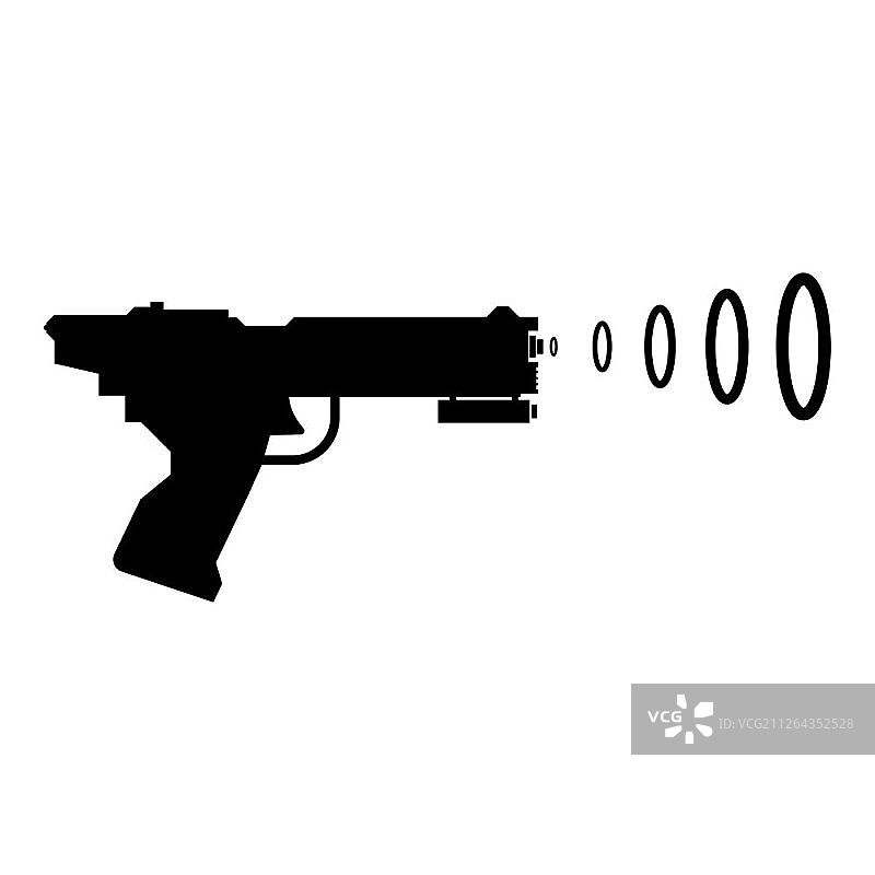 Space gun shooting Blaster儿童玩具未来枪Space gun shooting Blaster wave icon黑色矢量插图平面风格简单的图像图片素材